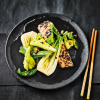 Salmon with Chinese cucumber salad